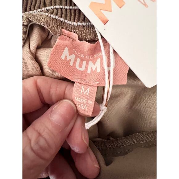 ☀️NWT Show Me Your Mumu June Maxi Bridesmaid Dress Chiffon Neutral Dune Brown M - Picture 7 of 9